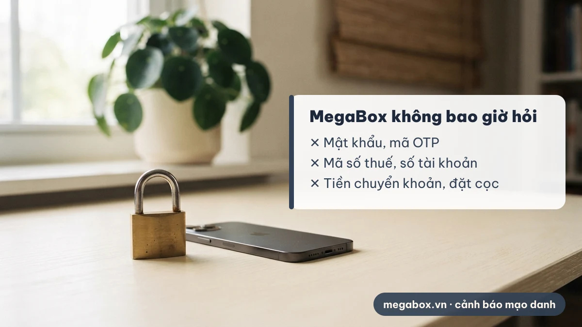 Cảnh báo mạo danh: MegaBox không bao giờ hỏi mật khẩu, mã OTP, mã số thuế hay yêu cầu chuyển khoản